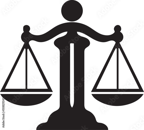 Justice balance scale icon black silhouette minimal