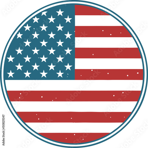 American flag circle icon bold patriotic flat design