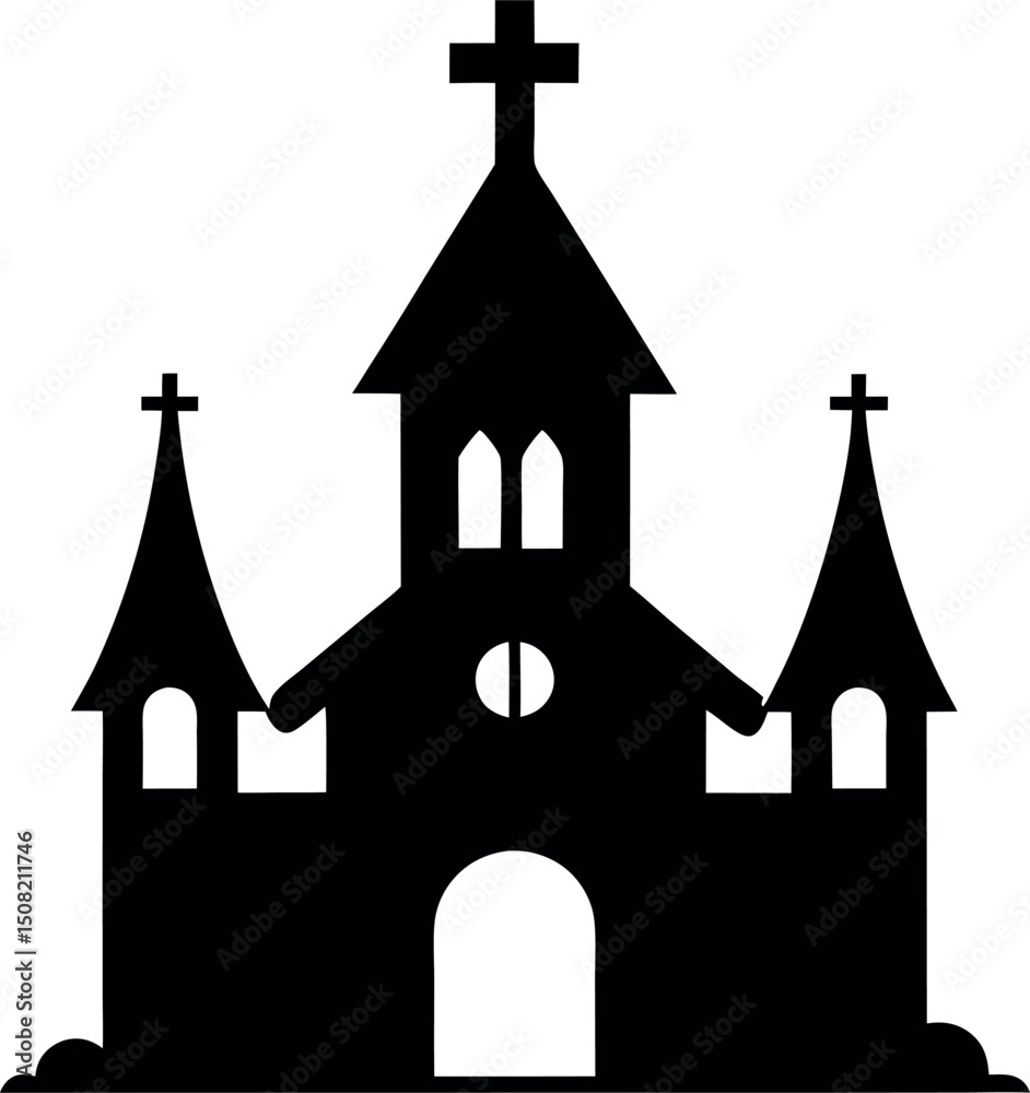 Obraz premium church silhouette vector illustration
