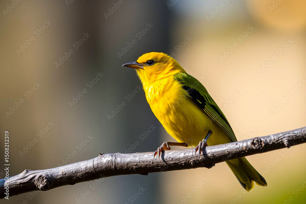 Bright Yellow Tanager Perched on a Tree Branch, Displaying Its Vibrant Yellow Plumage in a Tranquil Natural Setting, Vibrant Wallpaper Bright Yellow Tanager Perched on a Tree Branch, Displaying Its Vibrant Yellow Plumage in a Tranquil Natural Setting, Vibrant Wallpaper