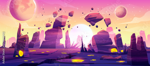 Alien planet landscape for space game background