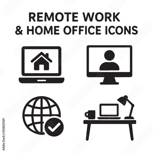 Remote work and home office icons