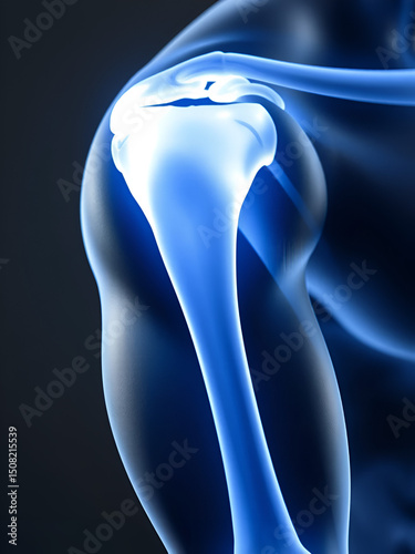 An unstable shoulder joint glowing white with labral tear. Perfect for throwing athlete rehab.