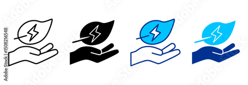 Clean Energy Icon Set Multiple Style Vector Illustration