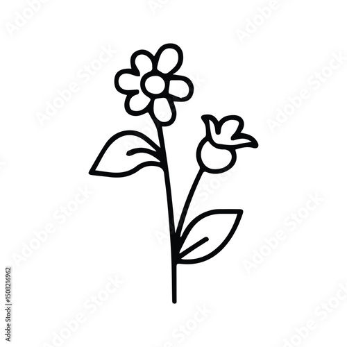 Flower Sprig Icon. Spring Flower Illustration. Decorative plants.