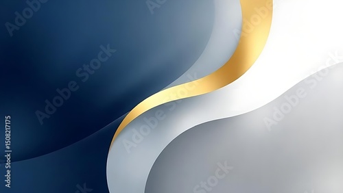 Elegant Abstract Background Navy Blue, White, and Gold Swirls Design, Modern Luxury Texture