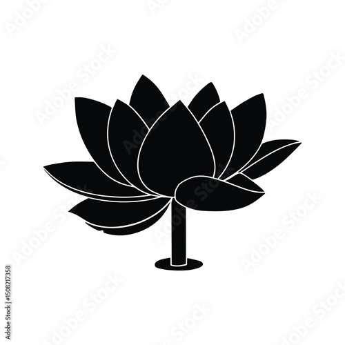 Lotus flower icon. Ornamental Plants Growing in Lakes. Traditional Chinese Plants.