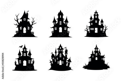 Horror hunted house design bundle Free Vector