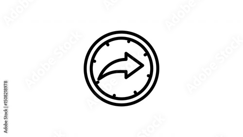 icon line motion graphic clock time