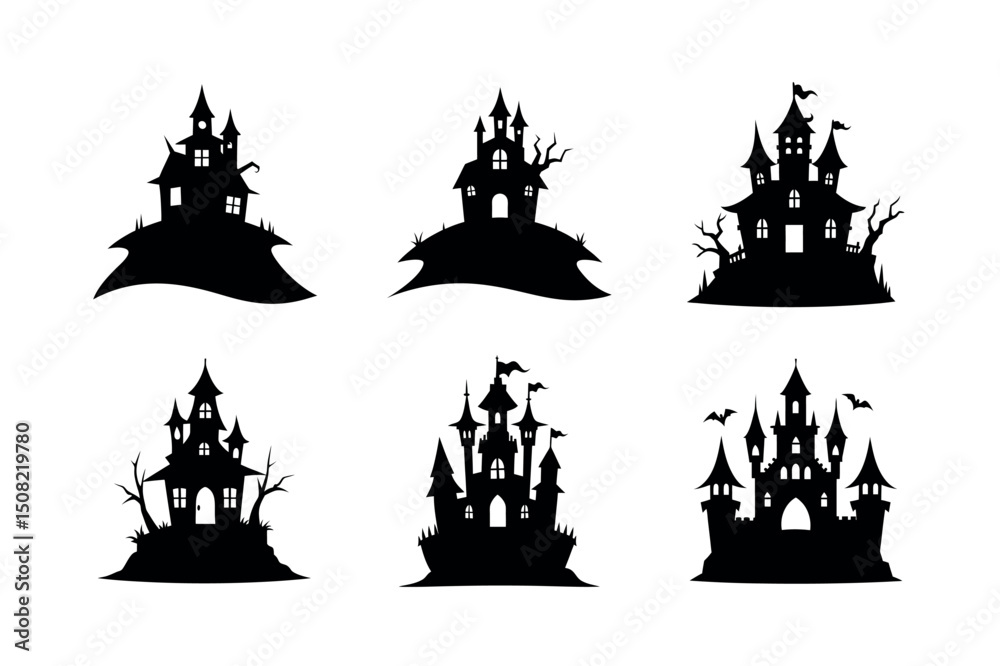 Obraz premium Horror hunted house design bundle Free Vector