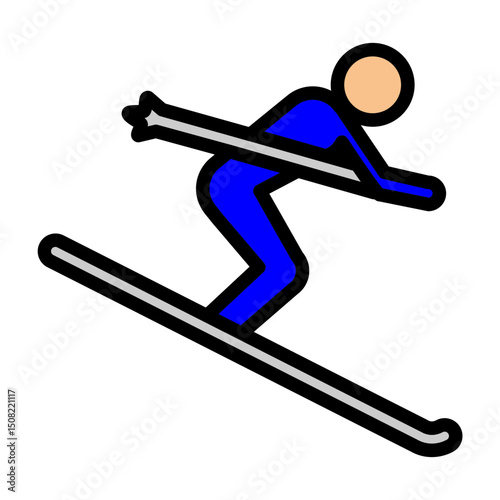 Skiing Vector Filled Icon Design