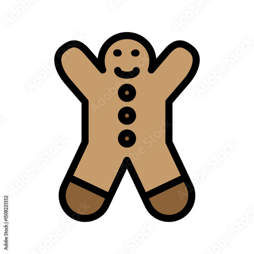 Gingerbread Man Vector Filled Icon Design