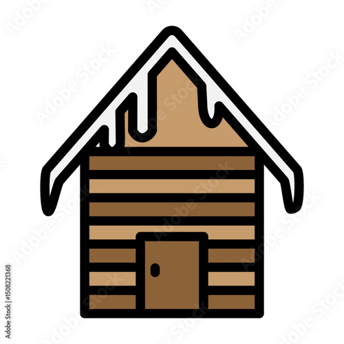Cabin in Snow Vector Filled Icon Design