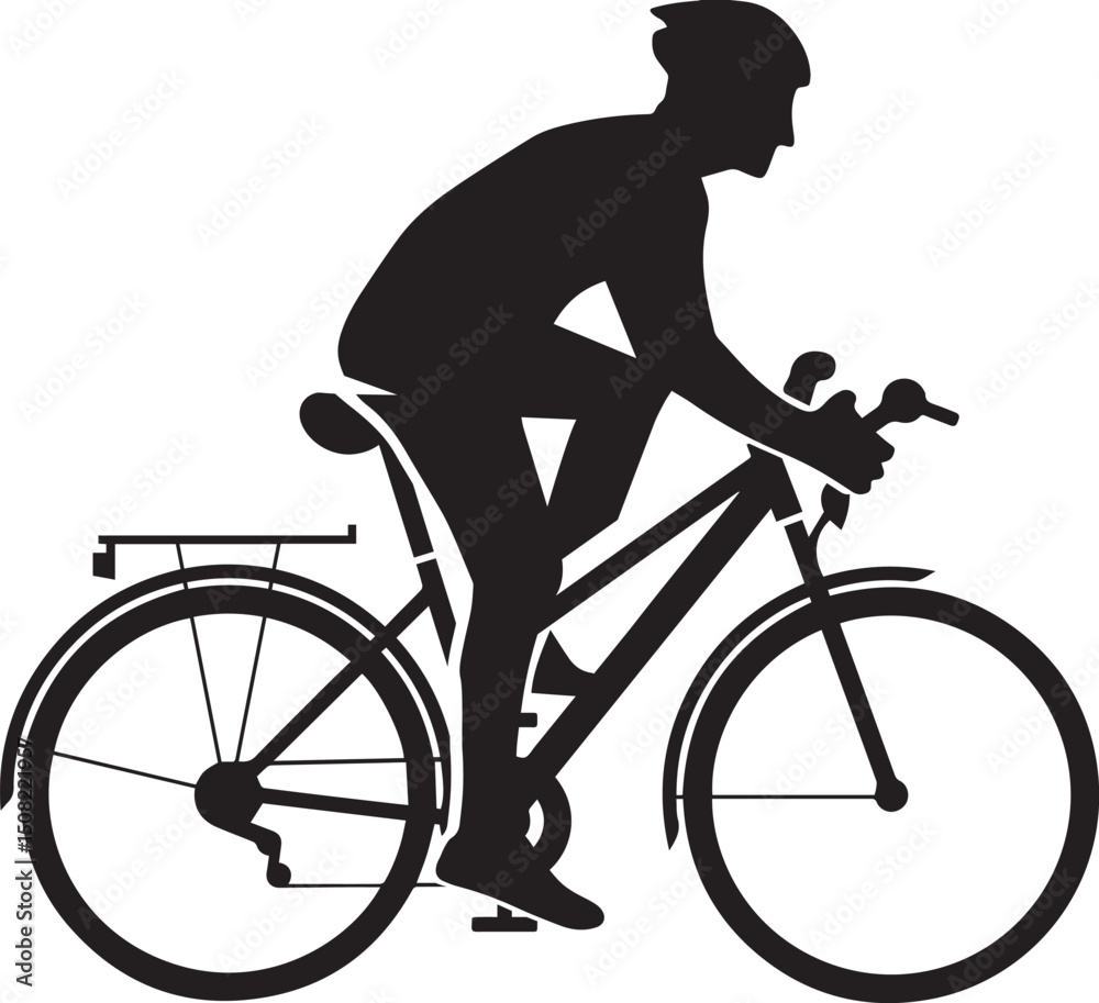 Obraz premium Man Biking Icon on Checkerboard Transparent Background
