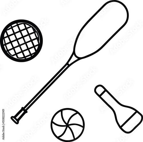 tennis racket and ball vector
