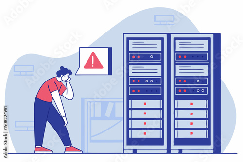 Generated AI Art Server Down, Troubleshooting Network Issues Illustration
