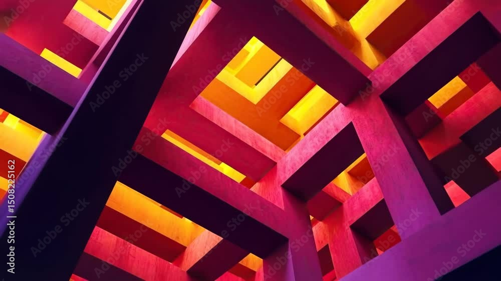 Abstract architectural structure of interlocking beams