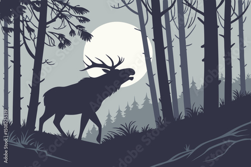 Majestic Moose A Generated AI Dark Silhouette Illustration