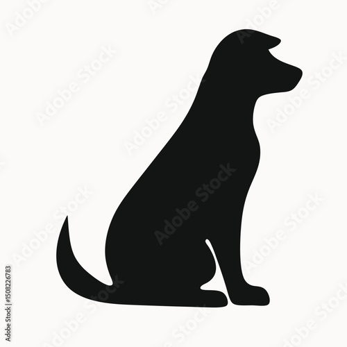 Silhouette of a Dog Sitting Elegant Canine Vector Illustration