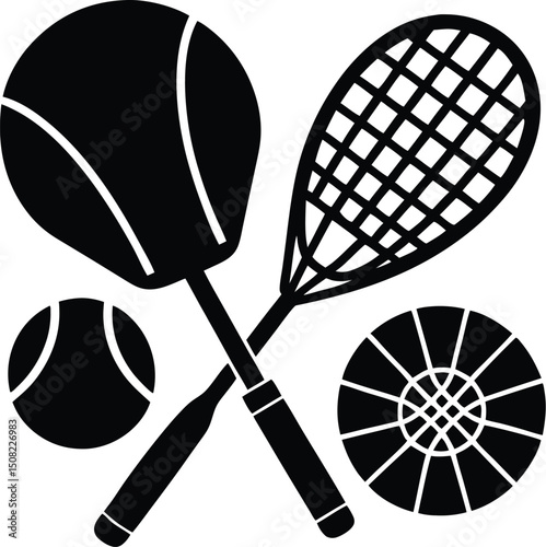 tennis racket and ball vector