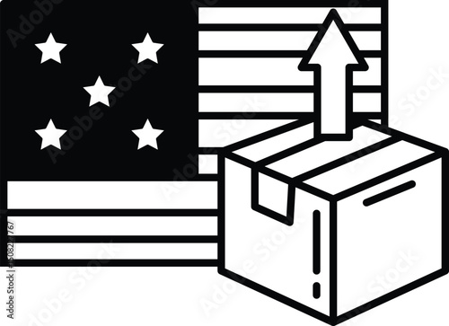 A box is being lifted up by a flag