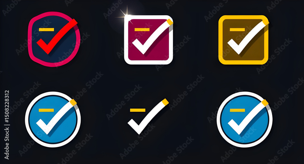 Checklist vector icon set, checkmarks, cross symbols, and clipboard designs vector style. Checklist vector icon set, checkmarks, cross symbols, and clipboard designs vector style.