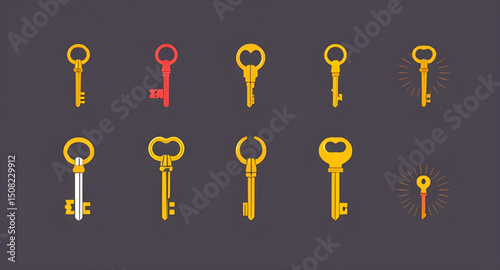 key vector, security key, lock and key icon, digital key vector, access key icon, password key, old key vector, house key icon, modern key design, golden key vector, car key icon, vintage key illustra