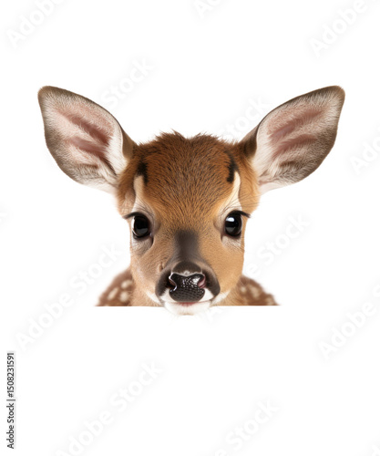Cute baby Peeking roe deer isolated on a white background, a brown mammal vector illustration