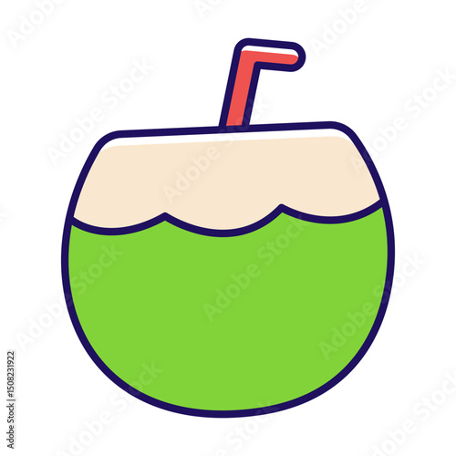 Refreshing coconut water with a straw.