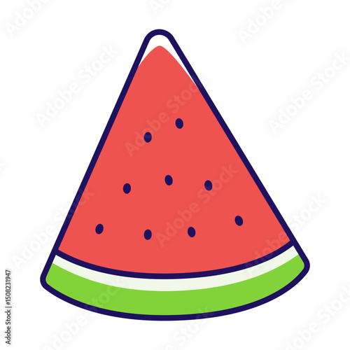 A vibrant illustration showcases a juicy slice of watermelon. Perfect for food-related designs.