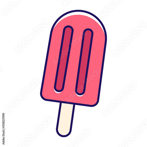 A whimsical depiction of a classic popsicle, a sweet treat in summer, with cheerful colors that evoke feelings of happiness and enjoyment.