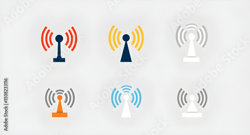 Wireless signal icons set