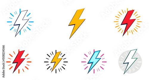 set of lightning bolt icon