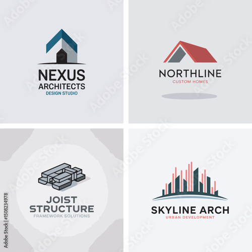 Collection of modern logo designs featuring architecture and construction elements perfect for branding and marketing materials