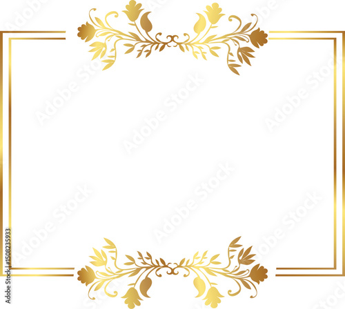 Elegant Gold Floral Frame for Invitations and Decorative Designs