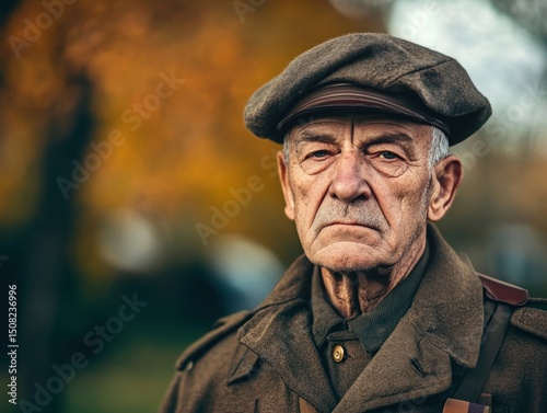 A former soldier in uniform, standing proud