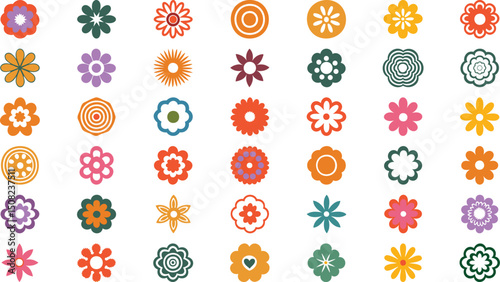 Bold Petal Icons in Modern Flat Design vector set