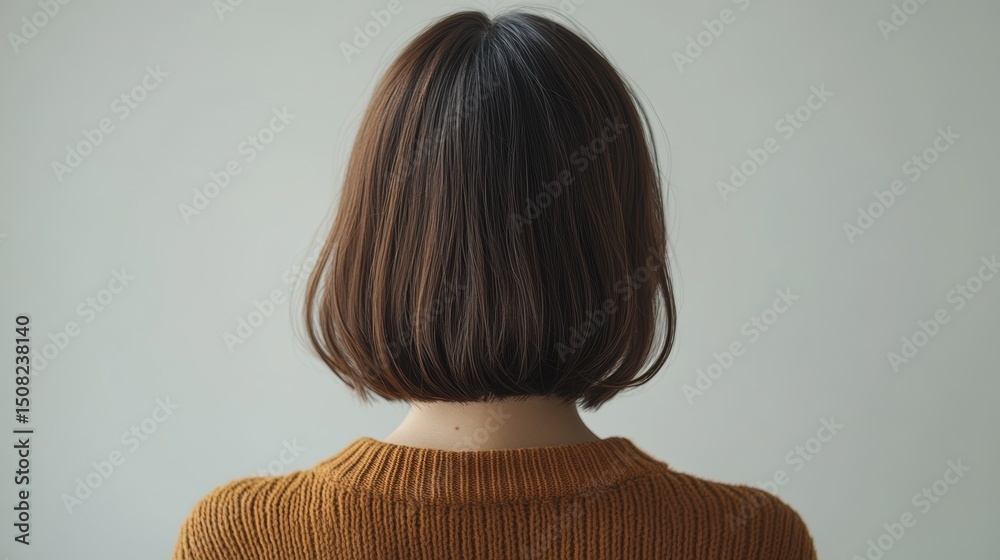 Fototapeta premium Beautiful model girl with Brown hair strand,silky healthy chestnut wavy hair strand,hair wavy ribbon, with smooth,Keratin straightening,Treatment,straight long hair,procedures,Smooth hairstyle.