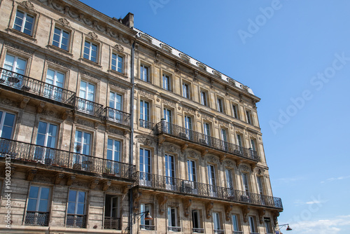 bordeaux city beautiful building with ancient facade in hausmann french style