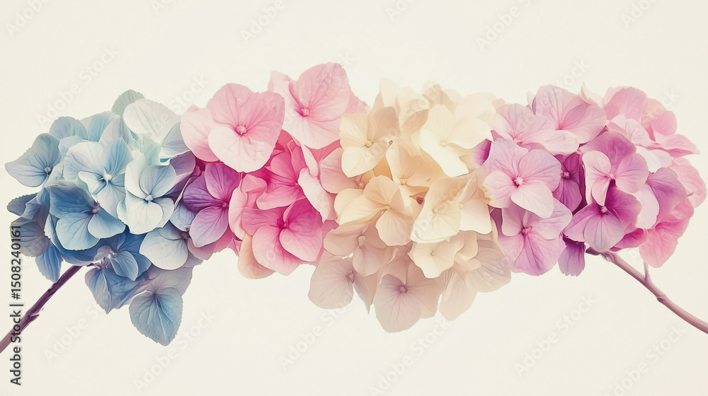 Fototapeta premium watercolor botanical Hydrangea flowers texture template background.Elegant wedding invitation card background . Minimal hand painted Design for wedding or Valentine's Day