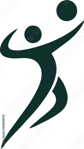 Volley Logo - Stylized figure hitting a ball