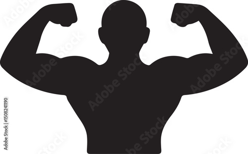 muscular man icon, flexing bicep silhouette, strong man vector, muscle silhouette, man flexing arm, bodybuilder silhouette