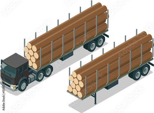 Isometric logging truck trailer