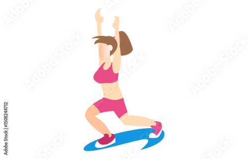 isometric illustration of warming movement before gymnastics, flat design, brochure, web landing, vector illustration