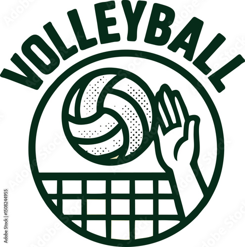 Volley Logo - Volleyball action in green circle frame