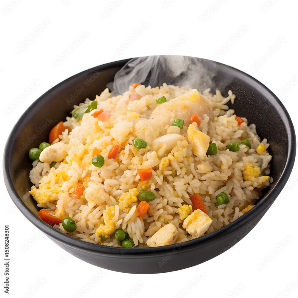 Egg Fried Rice Isolated on Transparent Background