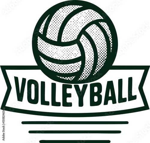 Volley Logo - Textured volleyball emblem atop stylized banner