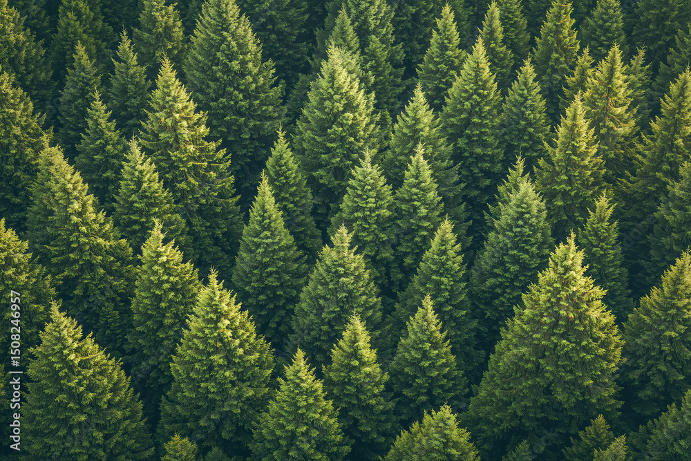 Lush Green Pine Forest from Above: Aerial View of Evergreen Trees, Representing Nature, Environment, and Sustainable Forestry Lush Green Pine Forest from Above: Aerial View of Evergreen Trees, Representing Nature, Environment, and Sustainable Forestry