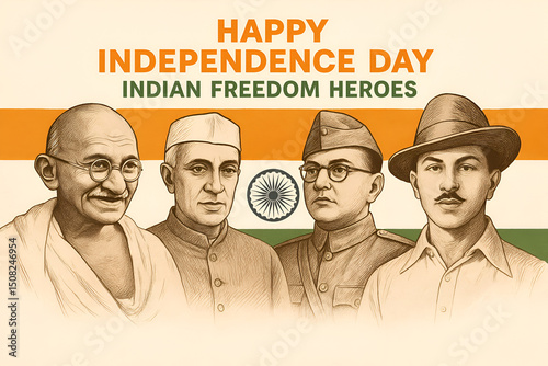 Freedom Fighters Celebration: Happy Independence Day India photo