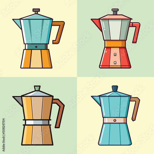 Coffee Maker Flat Illustration Simple Kitchen Appliance Vector in Flat Style